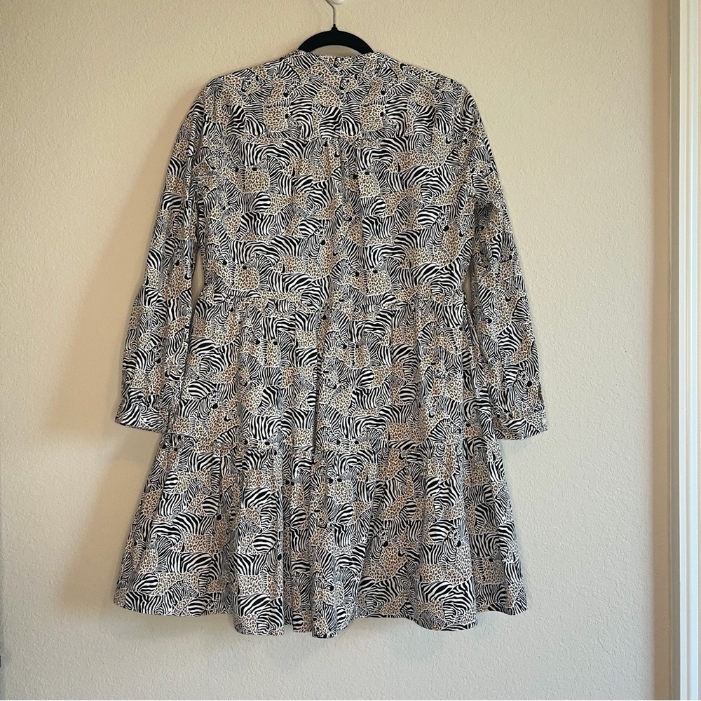 J. Crew Black and White Zebra Cheetah Print Long Sleeve Dress - Picture 6 of 13